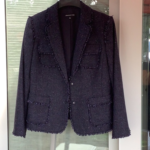 Jones New York Jackets & Blazers - JONES NEW YORK FRINGE TWEED JACKET / BLAZE…